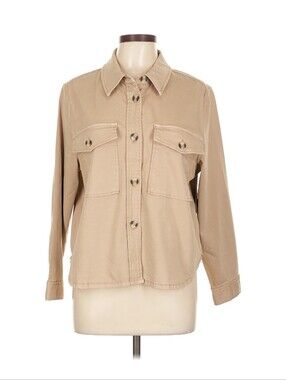 Liverpool Los Angeles Biscuit Tan Cropped Shirt Jacket Utility Shacket Size L